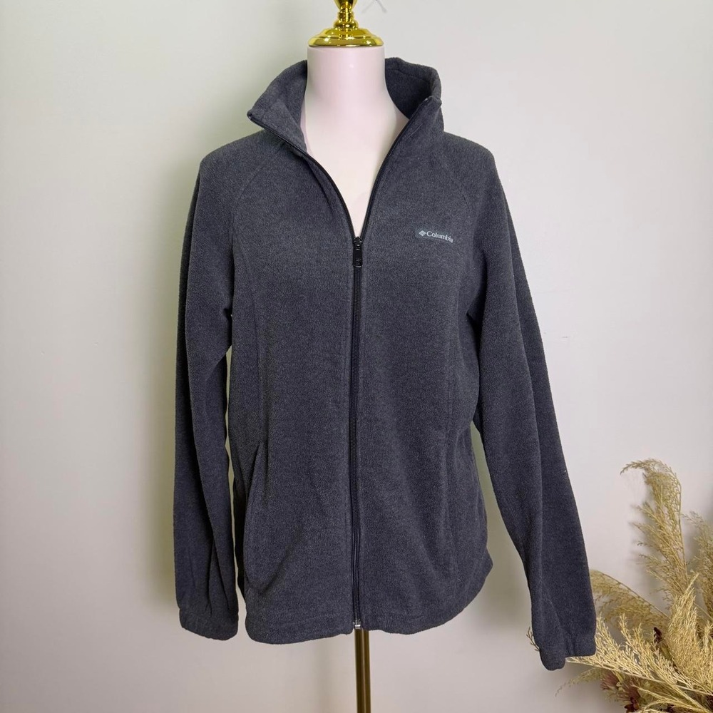 Columbia Size L Charcoal Grey Full-Zip Fleece Jacket